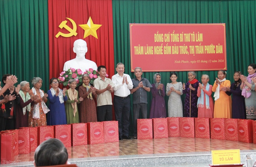 Tổng Bí thư Tô Lâm dự lễ động thổ công trình Nhà đa năng Trường Mẫu giáo Phước Dinh (Ninh Thuận)